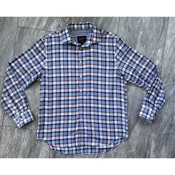 Egara Other - Egara Shirt Mens Slim Fit Check Cotton Non-Iron Flip Cuff‎ Button Up Large
0251